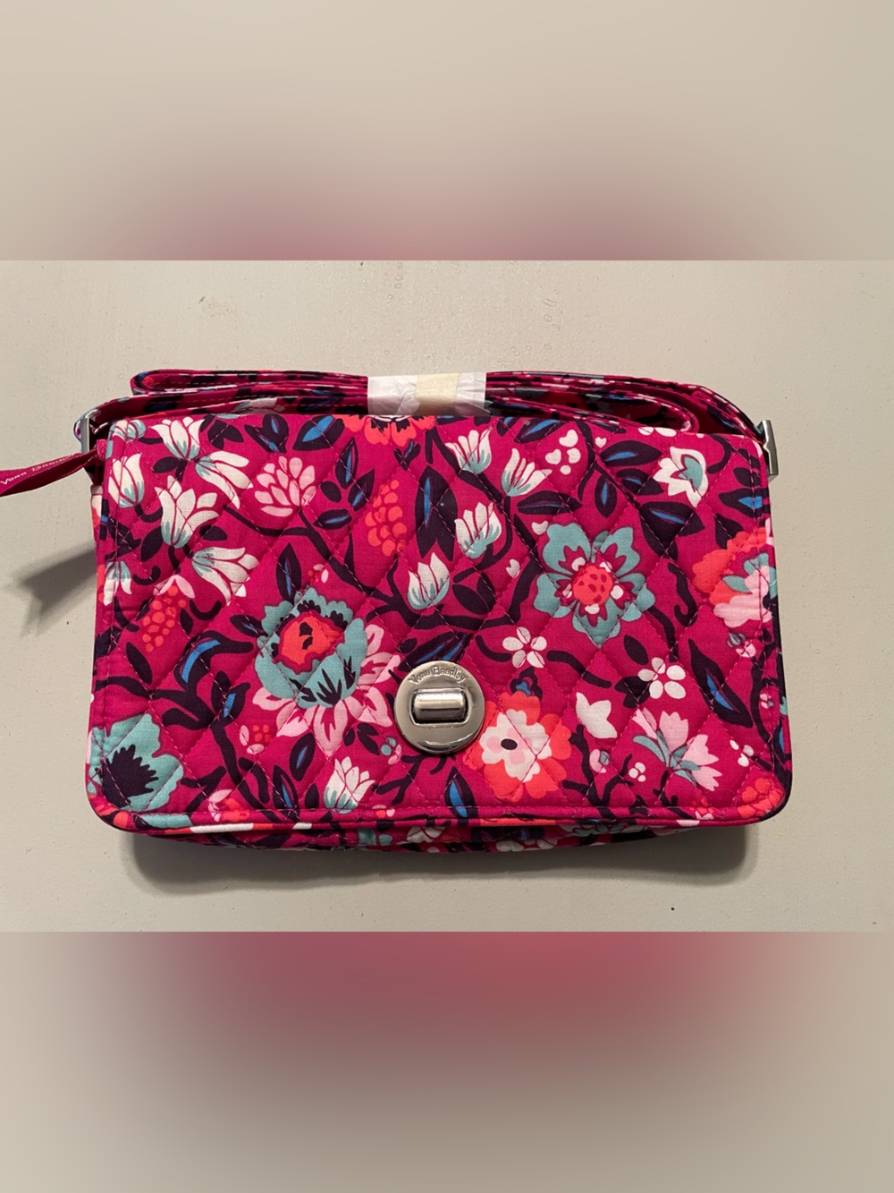 Vera Bradley Bloom Berry pink floral Turn-Lock Crossbody Purse New
